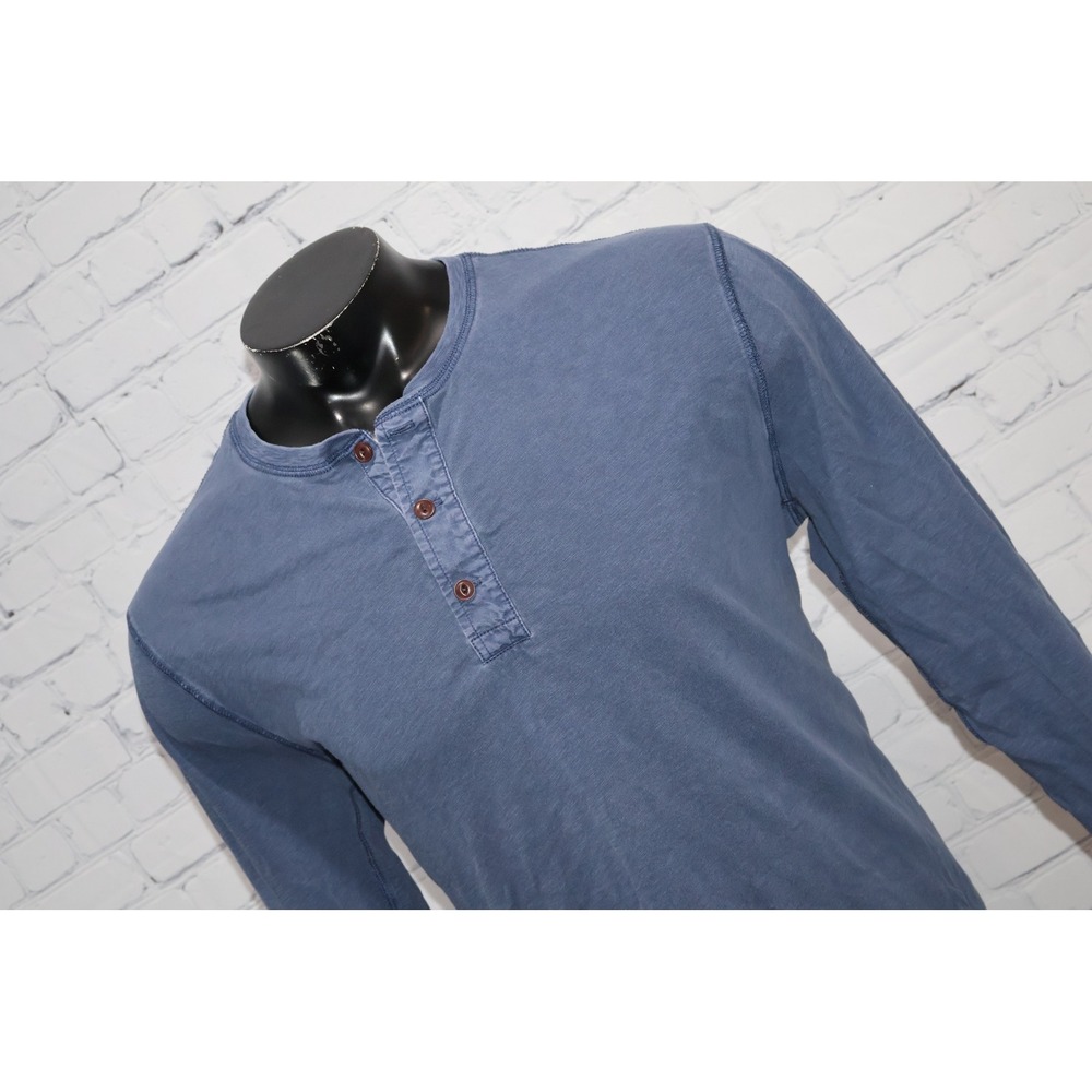 J Crew Henley Shirt Mens XL Blue Long Sleeve Garment Dyed Cotton Slub G7612